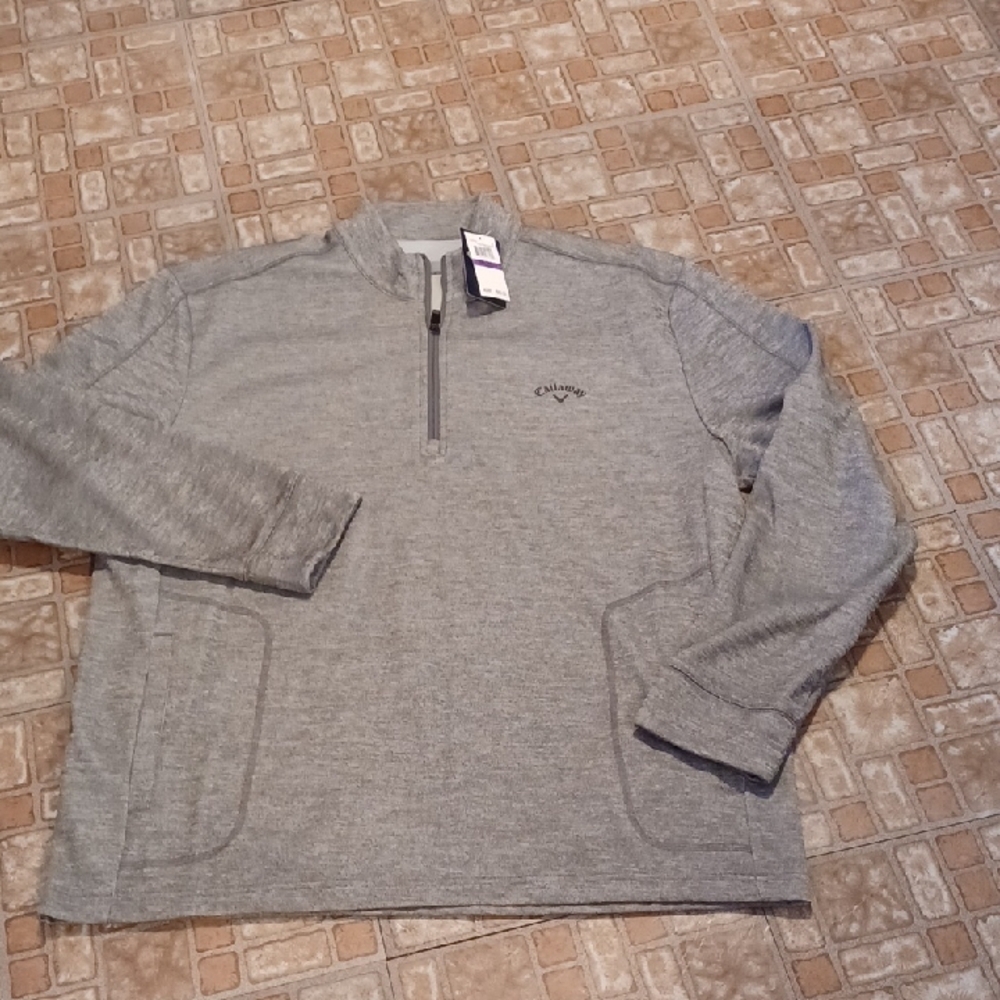 Callaway Men's Light Gray Zip-Up Sweater Size XxLarge